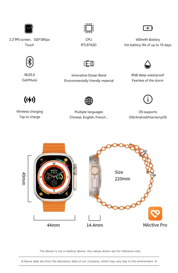 U9 Ultra Smart Watch Men Series 9 Watch 2.2 Big Screen Waterproof 49mm NFC Sports With Compass. - Image 3