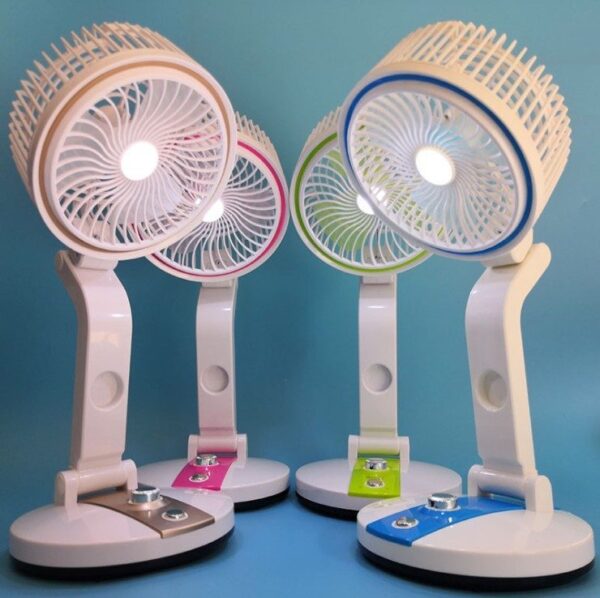 Rechargeable Folding Table Fan with Led Light - Image 2