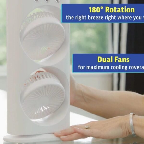 Rechargeable Remote Control Double Head Spray Cooling Fan - Image 2
