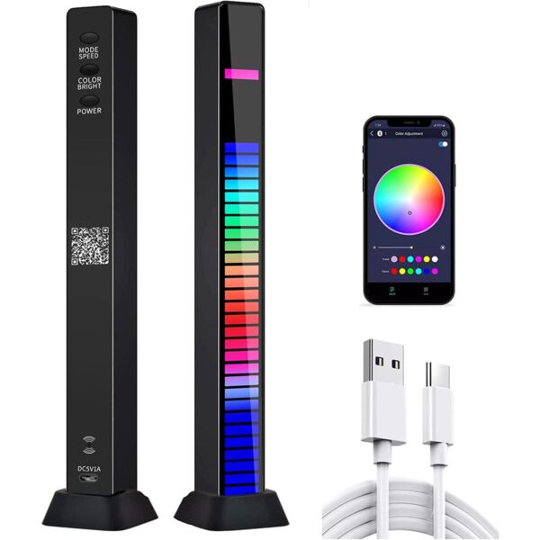 Smart RGB Symphony Sound Control LED Light Music Rhythm Ambient Pickup Lamp App Control For Compute Gaming Desktop Decor - Image 5