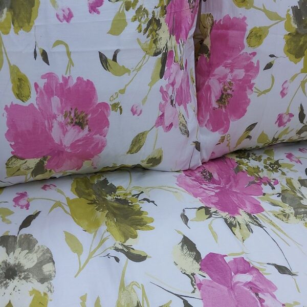Green Pink Rose King Size Bed Sheet 100% Cotton hometex - Image 2