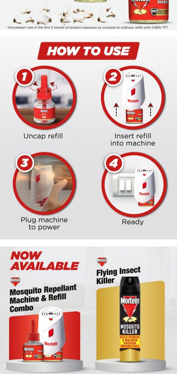 Mortein Mosquito Repellant Machine+Refill Combo Pack 45ml 100% Dengue Protection - Image 5