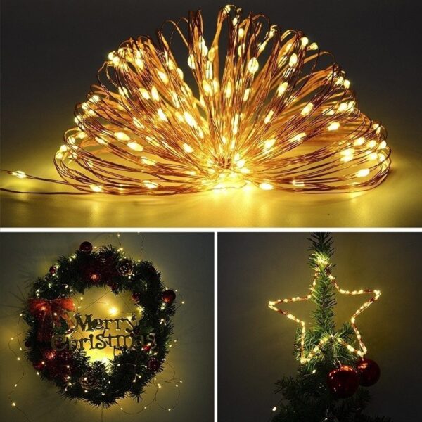 10m 100 led usb পরিচালিত মিনি রঙিন ফেইরি লাইটস ওয়াটারপ্রুফ ক্রিসমাস ডেকোরেশন কালার কপার ওয়্যার স্ট্রিং হলুদ/সাদা - fairy lights for room decoration - Image 7