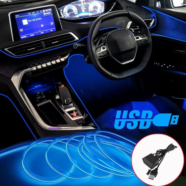 3M Atmosphere Lamp EL Cold Light Line With USB DIY Decorative Dash Board Console Auto LED Ambient Light Car Interior Accessories - Image 6