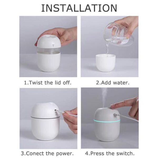 Swap International Mini Air Humidifier USB Charging Mist Spray Moisturizing Diffuser White Pink Blue - Image 2