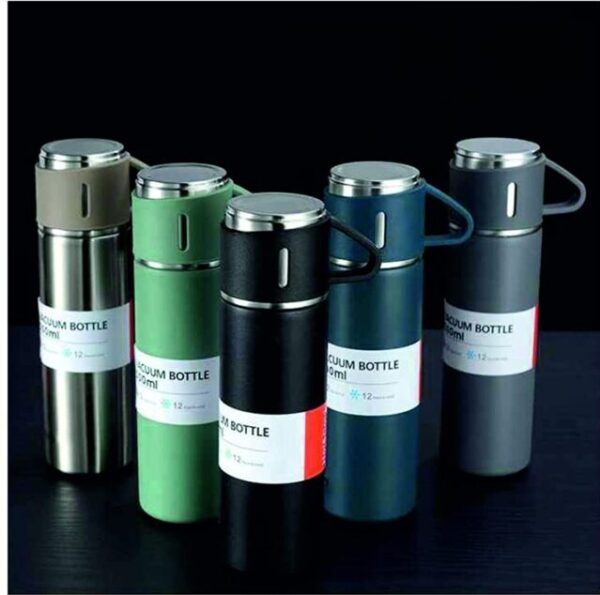 3 in 1 Vacuum Insulated Thermal Flask Set With Cup Set