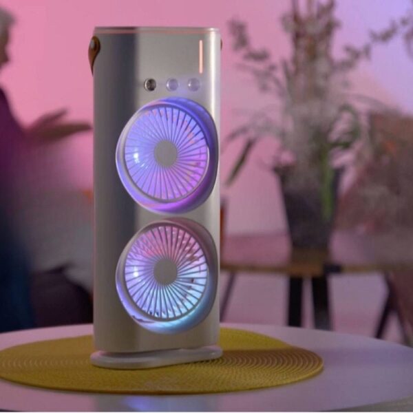 Rechargeable Remote Control Double Head Spray Cooling Fan - Image 3