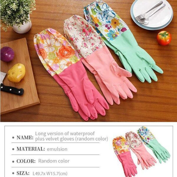 High Quality Silicone Dish Washing Kitchen Hand Gloves (Multicolor) - Image 2