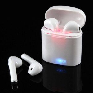HBQ I7S Double Dual Mini Wireless 4.1 Bluetooth Earphone With Power Case - White