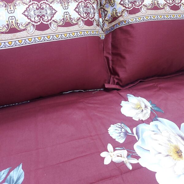 Camaliya Maroon Bed Sheet 100% Cotton hometex - Image 2