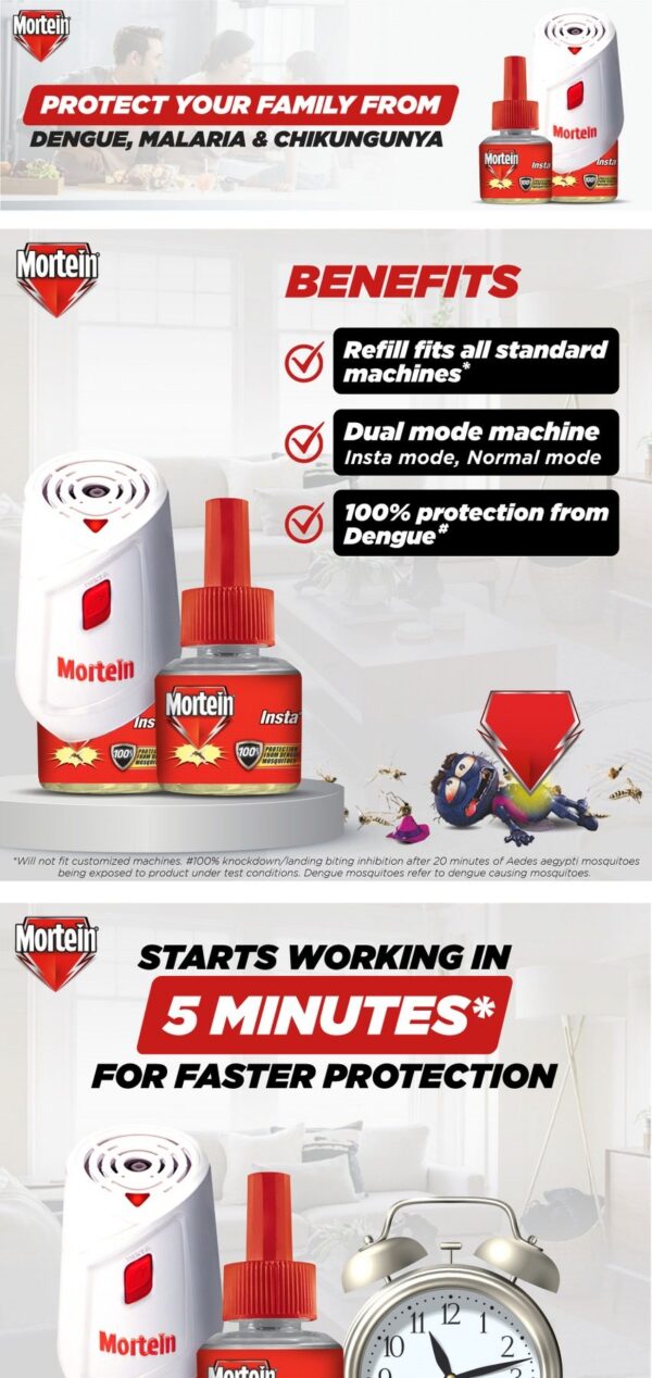 Mortein Mosquito Repellant Machine+Refill Combo Pack 45ml 100% Dengue Protection - Image 4