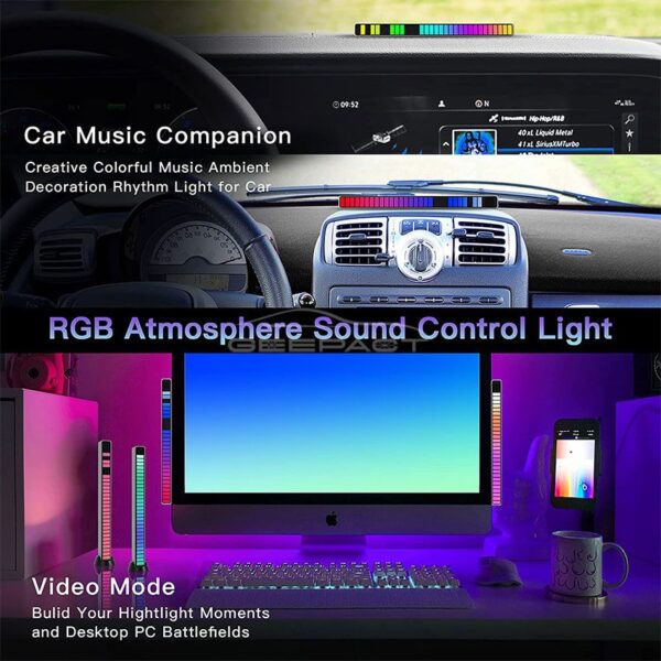 Geepact RGB Pickup Light Car Mounted Music Spectrum Light Voice Control Rhythm Light Car Ambience Light Desktop Light Net Red Light Creative Music Spectrum Rhythm Lamp - strip light - Image 5