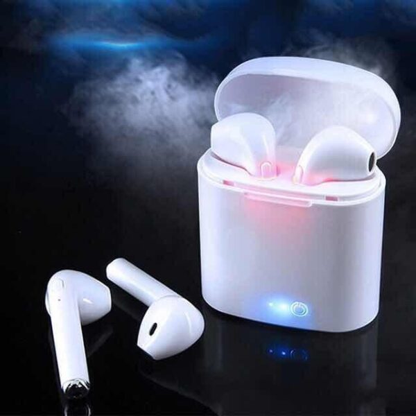 HBQ I7S Double Dual Mini Wireless 4.1 Bluetooth Earphone With Power Case - White - Image 2