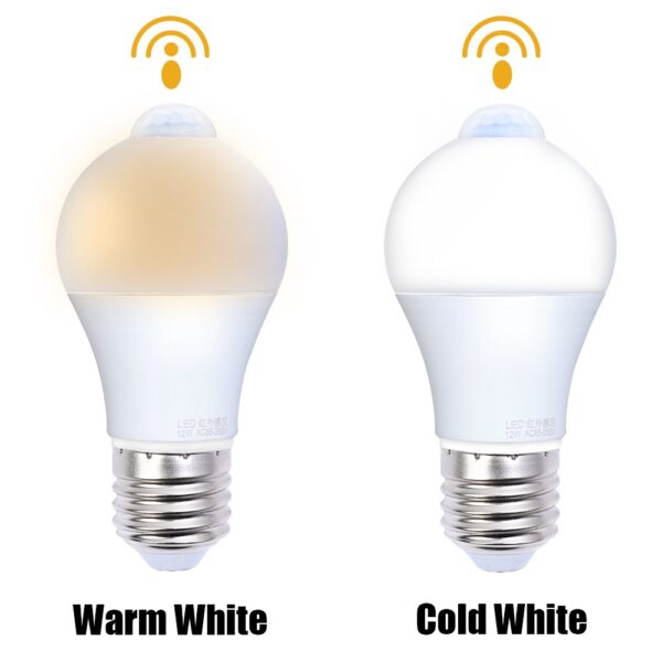 E27 Smart Sensor Night LED Light Bulb Smart PIR Motion Sensor Lamp For Stair Toilet Porch Garage Balcony Bathroom - Image 4