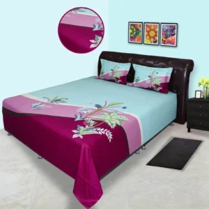 Magenta Cyan Panel Bed Sheet