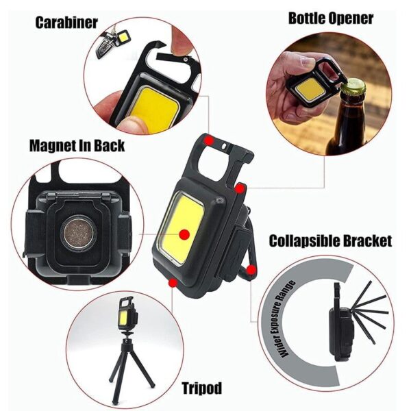 Multifunction Mini COB Keychain Light USB Rechargeable Emergency Lamps Magnetic Repair Work Outdoor Camping Flashlight