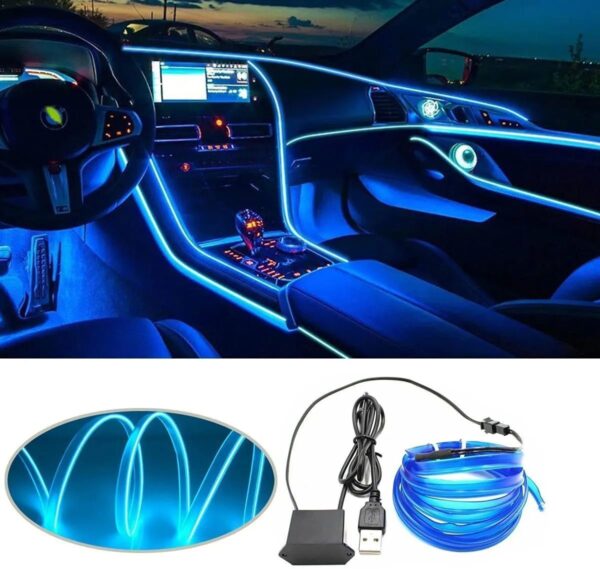 3M Atmosphere Lamp EL Cold Light Line With USB DIY Decorative Dash Board Console Auto LED Ambient Light Car Interior Accessories