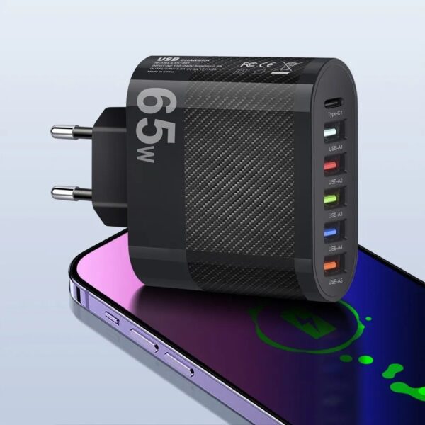 3.1A 5Ports USB Charger PD Charging Adapter For Xiaomi iPhone 13 Samsung Mobile Phone Plug Charging QC 3.0 Wall Charger - Image 2