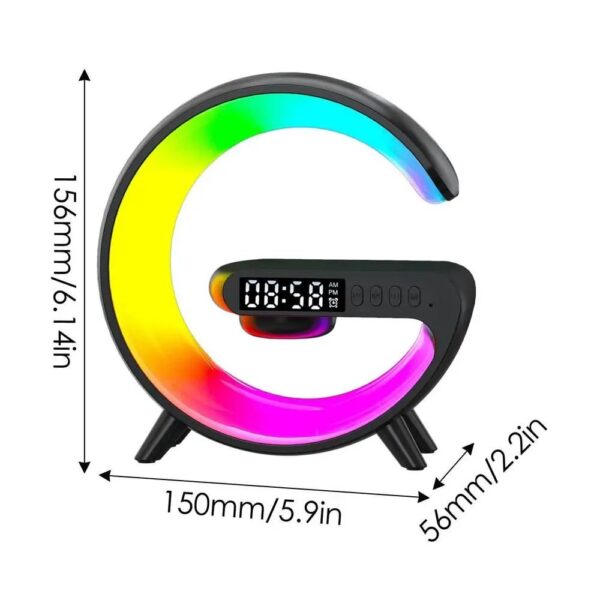Multifunction Wireless Charger Sten Bluetooth Speaker 5.0 FM TF RGB G63 Light Wireless Charger Bedside Music Wake-Up Light Bluetooth Sound Multiple Light Modes - Image 2