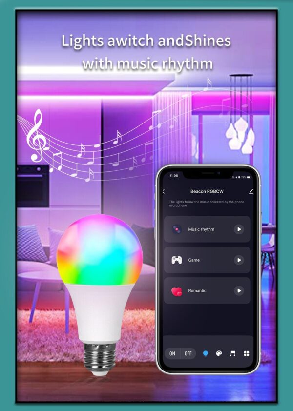 Tuya Smart Led Bulb E27 220V Smart Light Dimable Bluetooth RGB Lamp APP Control for Bedroom Room Decoration Party Lights