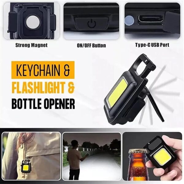 Multifunction Mini COB Keychain Light USB Rechargeable Emergency Lamps Magnetic Repair Work Outdoor Camping Flashlight - Image 6