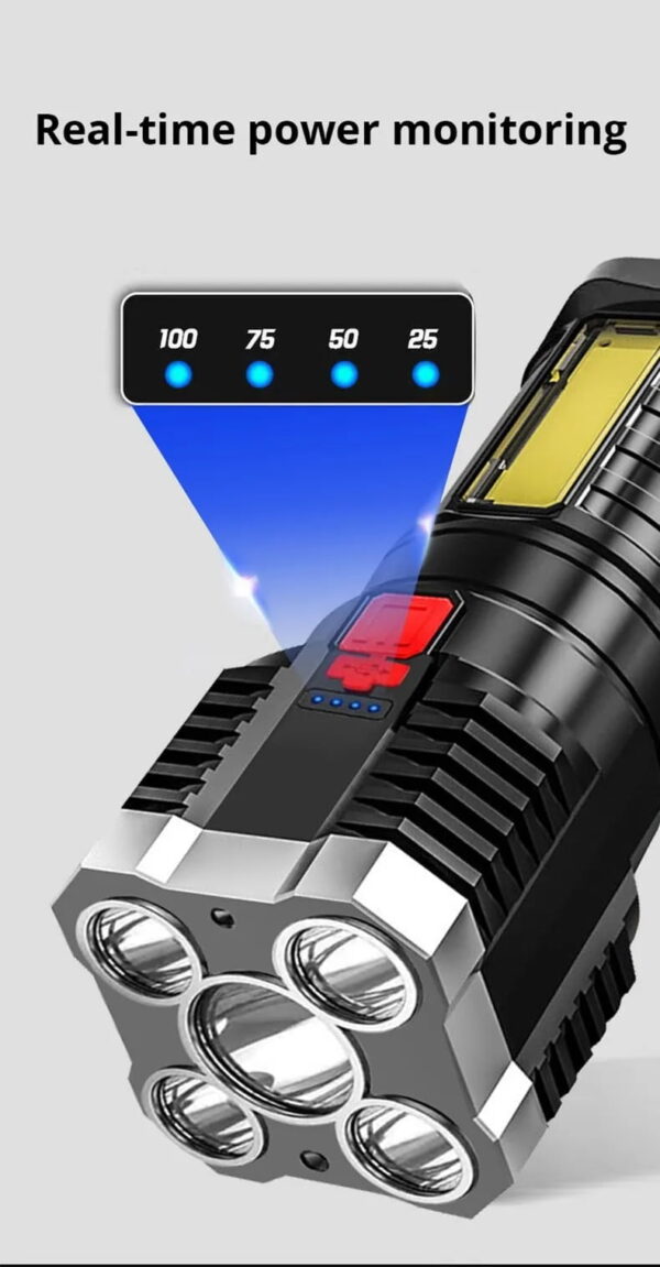 5LED High Power Led Flashlights Rechargeable Camping Spotlight with Side Light 3 Lighting Modes for Camping Adventure Outdoor - Image 7