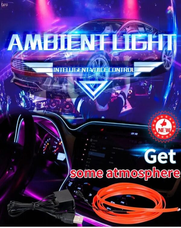 Geepact 3M Light Strip El Wire String Strip Light Cold Lights Neon LED Light Decorative Lamp Car Rope Strip Light for Party Automotive Car Interior Decoration