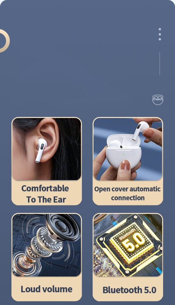 PRO 6 Wireless Bluetooth Headset 5.0 Bluetooth Protocol Earplug Type Strong Endurance Gaming Competitive Headphones TWS Running - Image 3
