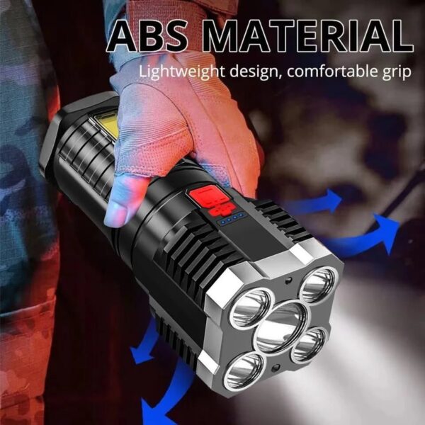 5LED High Power Led Flashlights Rechargeable Camping Spotlight with Side Light 3 Lighting Modes for Camping Adventure Outdoor - Image 8