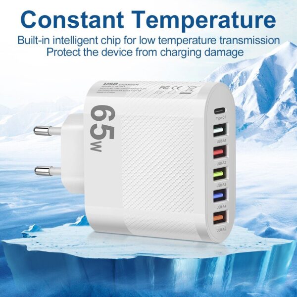 3.1A 5Ports USB Charger PD Charging Adapter For Xiaomi iPhone 13 Samsung Mobile Phone Plug Charging QC 3.0 Wall Charger - Image 11