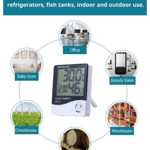 HTC-2 Indoor LCD Digital Temperature Humidity Meter Thermometer With Alarm Clock