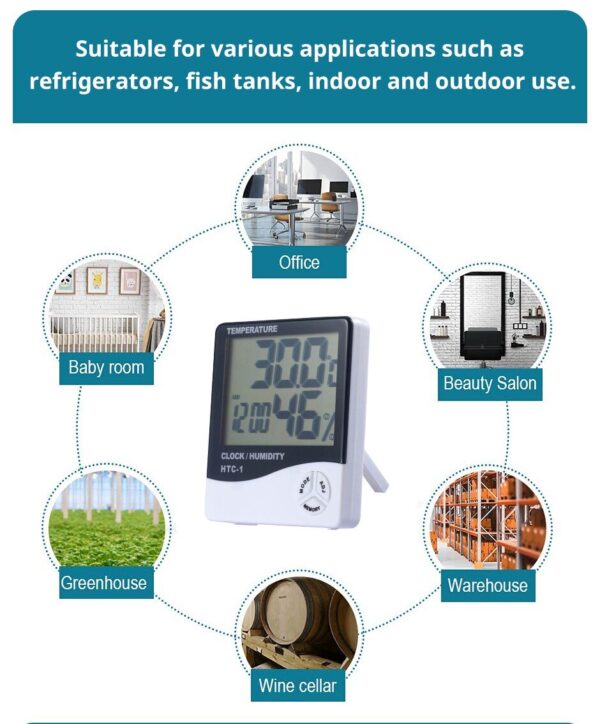 HTC-2 Indoor LCD Digital Temperature Humidity Meter Thermometer With Alarm Clock