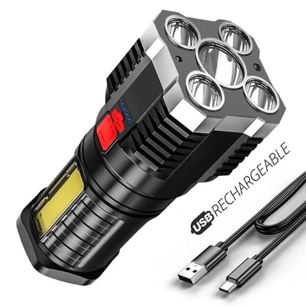 5LED High Power Led Flashlights Rechargeable Camping Spotlight with Side Light 3 Lighting Modes for Camping Adventure Outdoor - Image 5