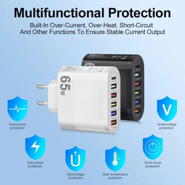 3.1A 5Ports USB Charger PD Charging Adapter For Xiaomi iPhone 13 Samsung Mobile Phone Plug Charging QC 3.0 Wall Charger - Image 4