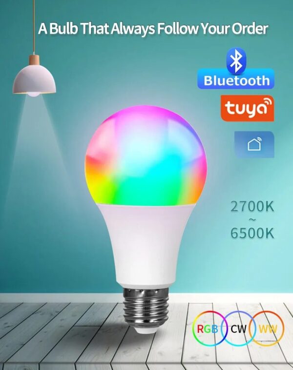 Tuya Smart Led Bulb E27 220V Smart Light Dimable Bluetooth RGB Lamp APP Control for Bedroom Room Decoration Party Lights - Image 2