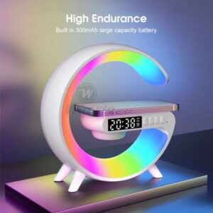 Multifunction Wireless Charger Sten Bluetooth Speaker 5.0 FM TF RGB G63 Light Wireless Charger Bedside Music Wake-Up Light Bluetooth Sound Multiple Light Modes