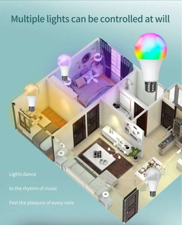 Tuya Smart Bulb E27 WiFi/Bluetooth Dimmable LED Light Bulb RGBCW 100-240V Smart Life App Control Support Alexa Google Home - Image 3