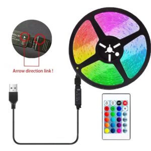 2M LED Light String 60 Leds Computer Desk DIY Backlight 24 Key Remote