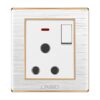 Uni White 3 Pin Round Socket With Switch