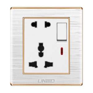 Uni White 5 Pin Universal Socket With Switch
