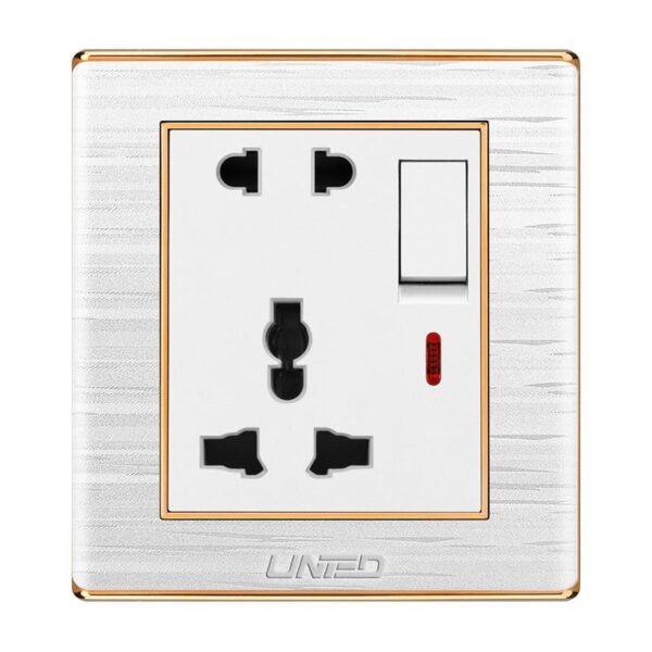 Uni White 5 Pin Universal Socket With Switch