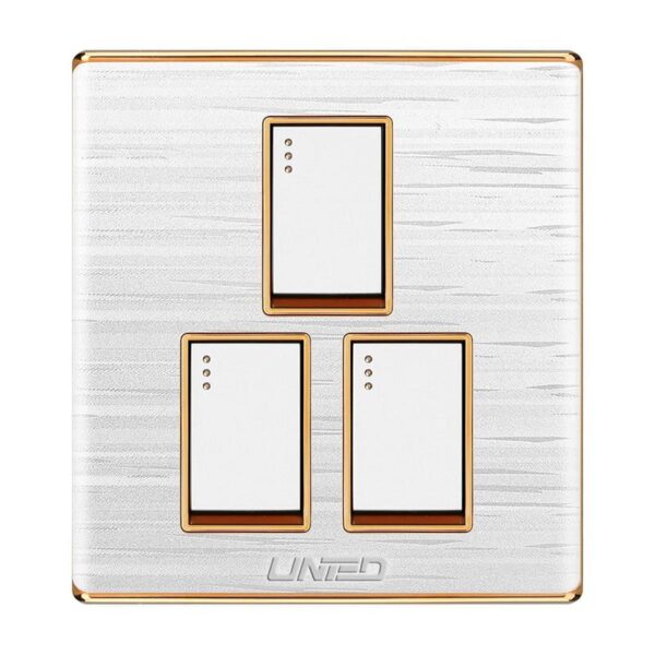 Uni White 3 Gang 1 Way Switch