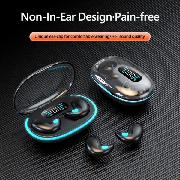 Homel X55 TWS Wireless Bluetooth Earbuds Painless Wear Ultra Thin Non-in -ear Headphones Handfree Calling Driving Earphones Noise Cancelling Headset with LED Display Charging Box and Microphone - Image 8