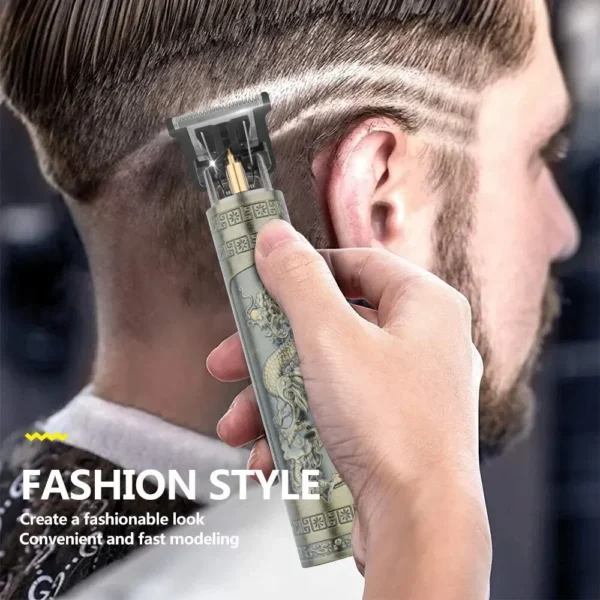 T9 Vintage USB Rechargeable Hair Trimmer Electric Hair Clipper Haircut Machine - Image 3