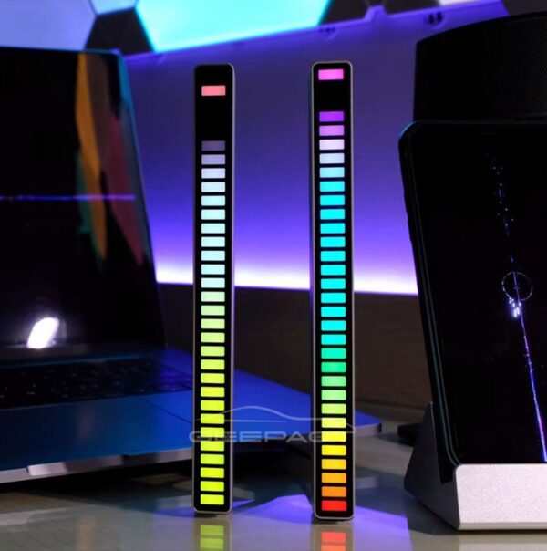 Geepact RGB Pickup Light Car Mounted Music Spectrum Light Voice Control Rhythm Light Car Ambience Light Desktop Light Net Red Light Creative Music Spectrum Rhythm Lamp - strip light