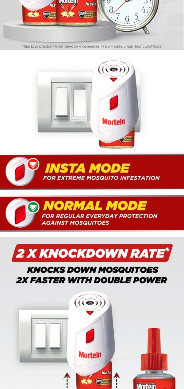 Mortein Mosquito Repellant Machine+Refill Combo Pack 45ml 100% Dengue Protection - Image 2