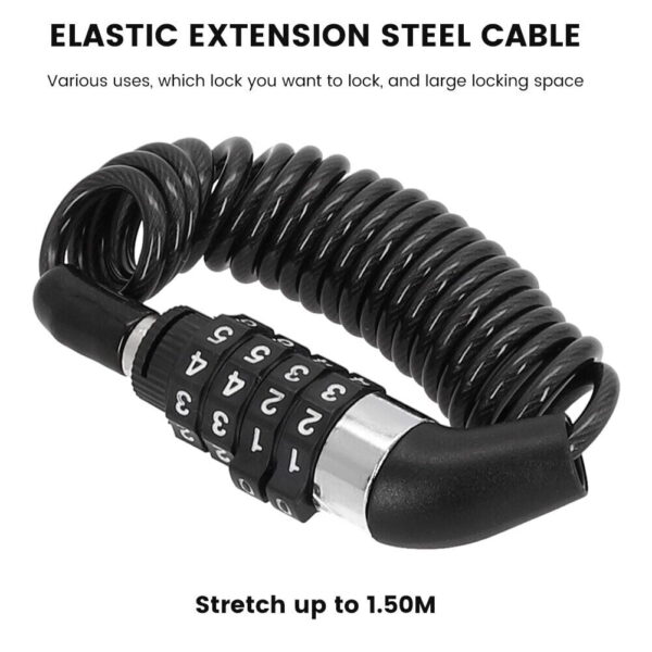 Helmet Lock 4 Digit Combination password Changeable Strong Cable - Image 3